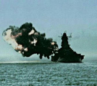 Battleship Musashi firing its 18.1