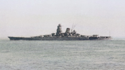 Battleship Musashi Leaving Brunei, October 1944