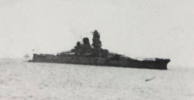 Yamato or Musashi at anchor