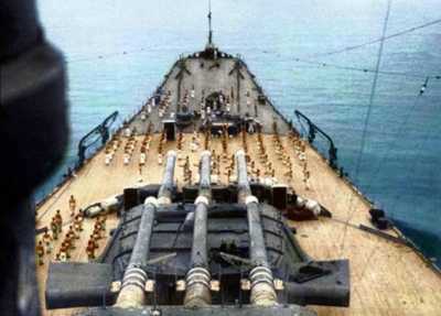Battleship Musashi - View from the Main Tower Forward