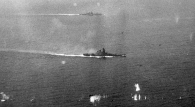 Yamato and a Cruiser (Tone or Chikuma) off Samar, Oct. 1944   